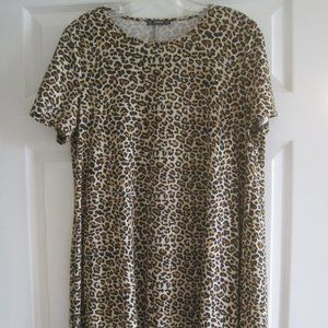 SHEIN LEOPARD PRINT A-LINE SHORT SLEEVE DRESS XL NWOT